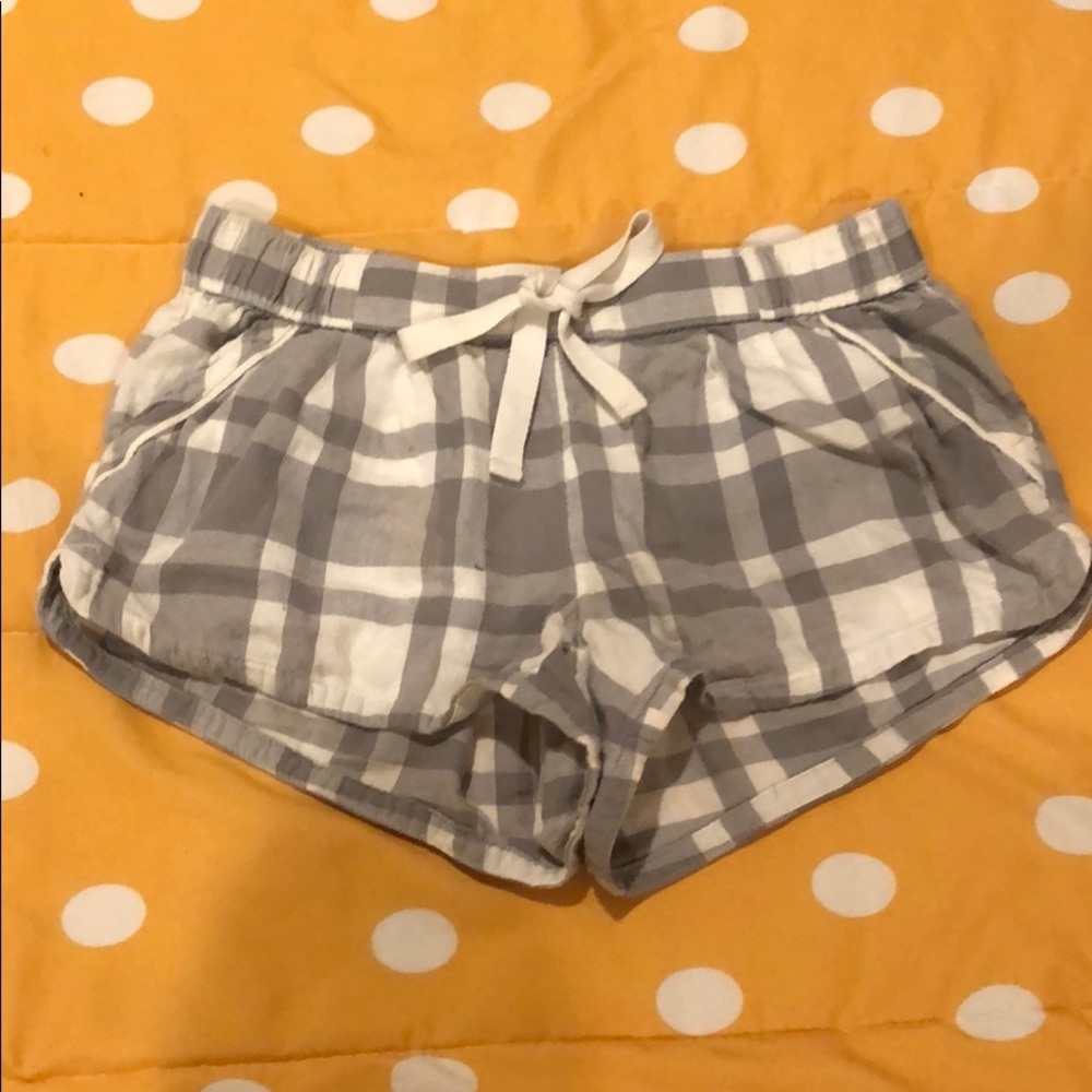GREY/WHITE PAJAMA SHORTS WITH BOW
